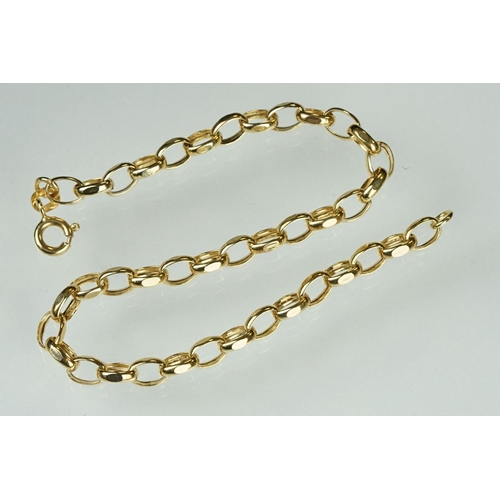 196 - 9ct gold hallmarked bracelet having faceted oval chain links and a spring ring clasp (hallmarked Bir... 