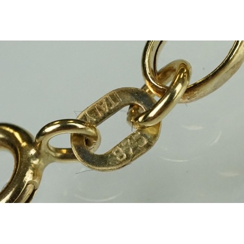 196 - 9ct gold hallmarked bracelet having faceted oval chain links and a spring ring clasp (hallmarked Bir... 