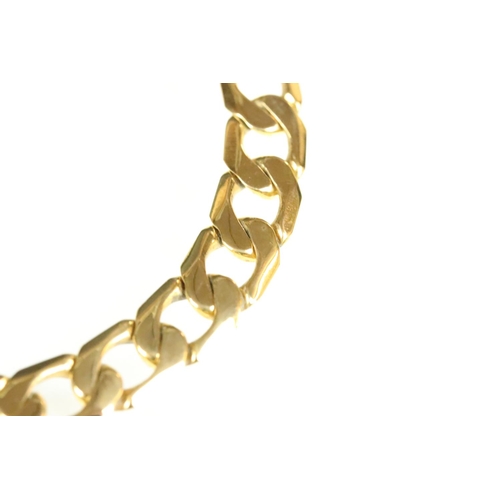 42 - 9ct yellow gold flat curb link bracelet, lobster clasp, length approx 21cm