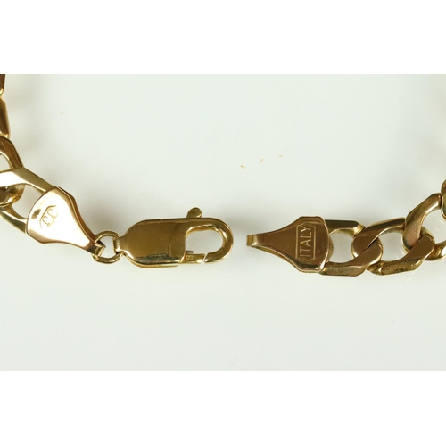 42 - 9ct yellow gold flat curb link bracelet, lobster clasp, length approx 21cm