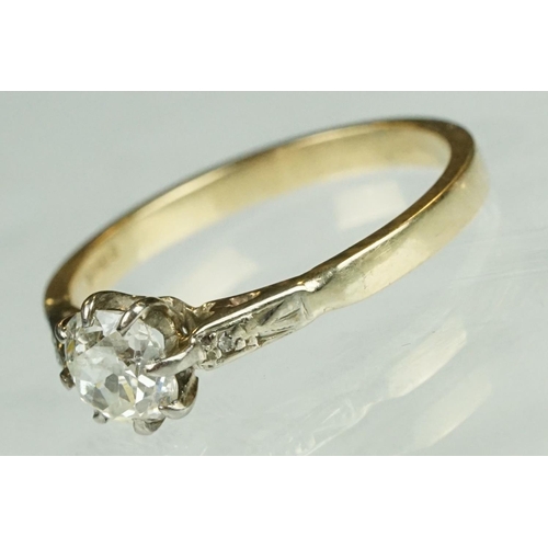 69 - Diamond solitaire 9ct yellow gold ring, the old cut diamond weighing approx 0.50, assessed clarity V... 