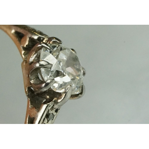 69 - Diamond solitaire 9ct yellow gold ring, the old cut diamond weighing approx 0.50, assessed clarity V... 