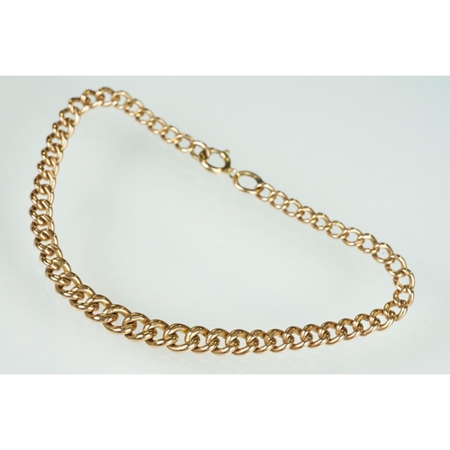 74 - Early 20th century 9ct rose gold curb link bracelet, bolt ring clasp, each link hallmarked, length a... 