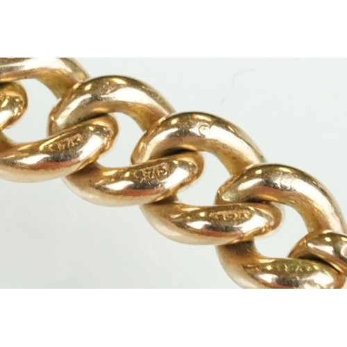 74 - Early 20th century 9ct rose gold curb link bracelet, bolt ring clasp, each link hallmarked, length a... 