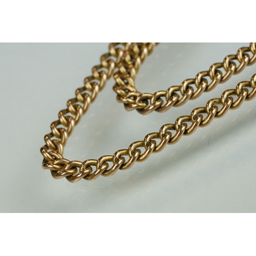 85 - Edwardian 9ct rose gold curb link chain necklace, each link hallmarked, bolt ring clasp, length appr... 