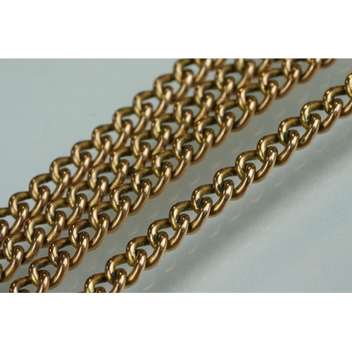 85 - Edwardian 9ct rose gold curb link chain necklace, each link hallmarked, bolt ring clasp, length appr... 