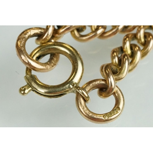 85 - Edwardian 9ct rose gold curb link chain necklace, each link hallmarked, bolt ring clasp, length appr... 