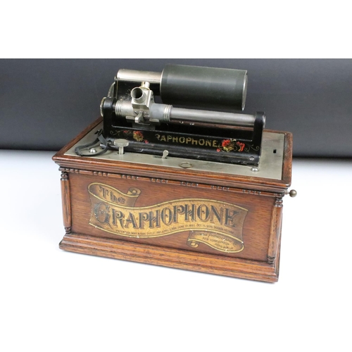 126 - 'The Graphophone' early 20th century Columbia Phonograph, Type AT, no. 269135, oak cased, with lid, ... 