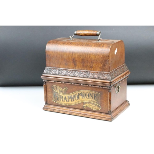 126 - 'The Graphophone' early 20th century Columbia Phonograph, Type AT, no. 269135, oak cased, with lid, ... 