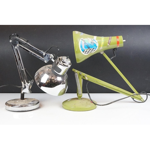 180 - Herbert Terry & Sons Ltd mid 20th C green enamel anglepoise desk lamp, model 90; together with a fur... 