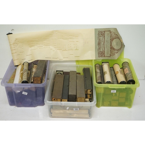 183 - Large collection of vintage piano / pianola music rolls, featuring boxed examples (3 boxes)