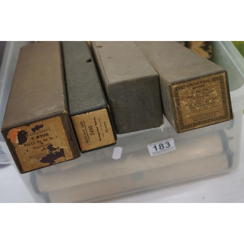 183 - Large collection of vintage piano / pianola music rolls, featuring boxed examples (3 boxes)
