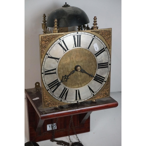 187 - 18th Century style brass bracket clock, the square dial applied with brass mounts, silvered chapter ... 