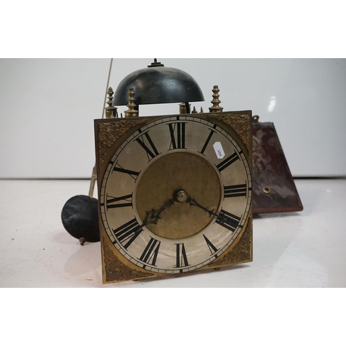 187 - 18th Century style brass bracket clock, the square dial applied with brass mounts, silvered chapter ... 