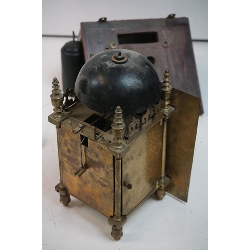 187 - 18th Century style brass bracket clock, the square dial applied with brass mounts, silvered chapter ... 