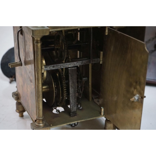 187 - 18th Century style brass bracket clock, the square dial applied with brass mounts, silvered chapter ... 