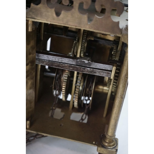 187 - 18th Century style brass bracket clock, the square dial applied with brass mounts, silvered chapter ... 