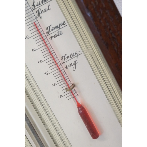 19 - Admiral Fitzroys facsimile barometer sliding rise and fall indicators thermometer and storm glass in... 
