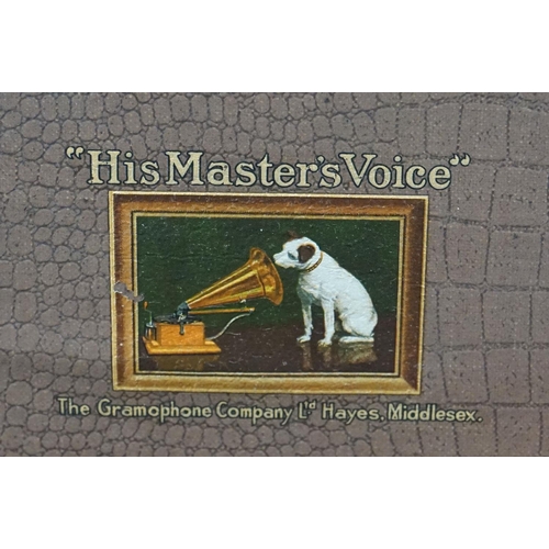 192 - A early to mid 20th century His Master Voice portable wind up gramophone / Record player.