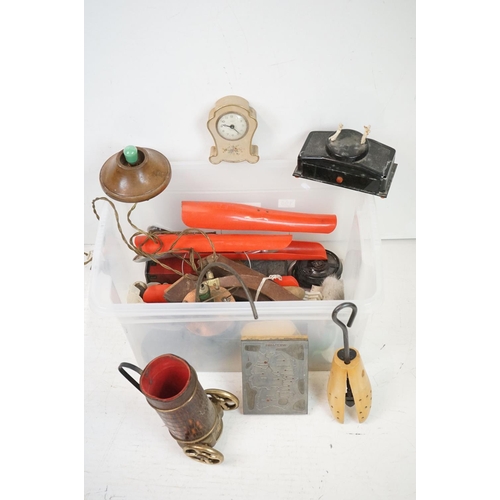 198 - Collection of miscellanea to include: red No.2 Portrait Brownie Camera, a wine bottle holder modelle... 