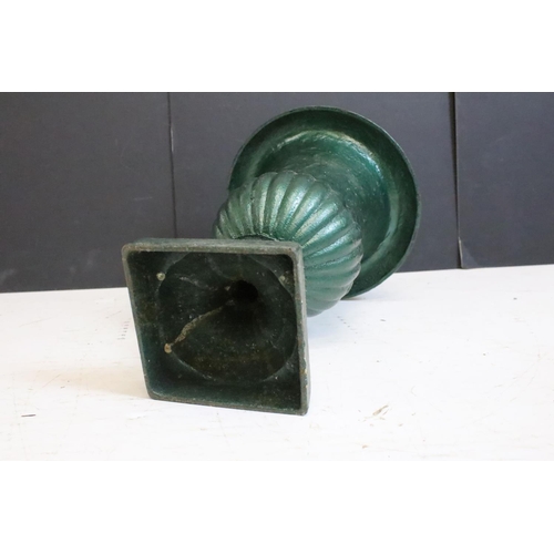 199 - Pair of cast iron urn planters of classic form, approx 34cm high