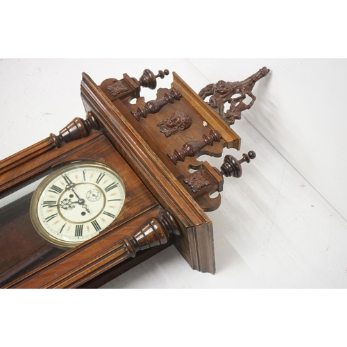 20 - Late 19th Century Gustav Becker Vienna Wall Clock, the walnut case surmounted by a rearing horse, th... 