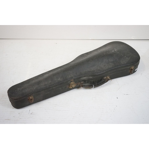 203B - A violin together with two violin bows, cased, label suggests this was possibly the property of Fran... 