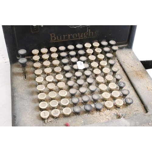 218 - Three typewriters, comprising: a Burroughs, an Olympia, cased and a Remington Rand, cased