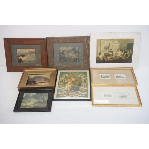 220 - J Richardson, two lake scenes, colour prints, each 8 x 11.5cm, framed as one and a quantity of pictu... 