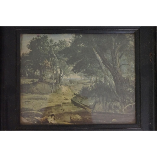 220 - J Richardson, two lake scenes, colour prints, each 8 x 11.5cm, framed as one and a quantity of pictu... 