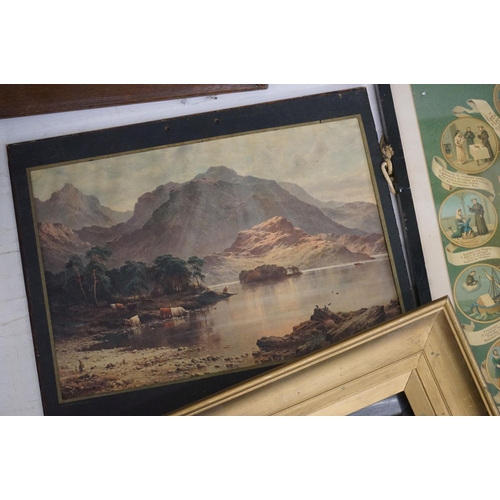 220 - J Richardson, two lake scenes, colour prints, each 8 x 11.5cm, framed as one and a quantity of pictu... 