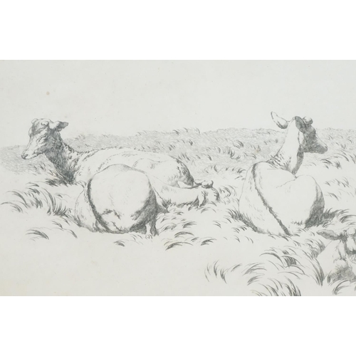 221 - English School, castle with figures and ships in the foreground, watercolour, 10.5 x 17.5cm and R.Hi... 