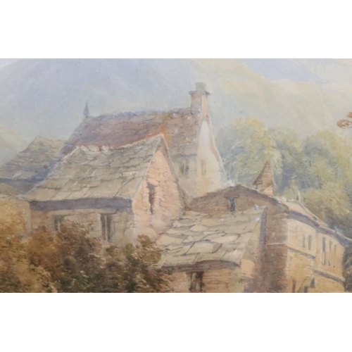 225 - Thomas Creswick (1811 - 1869), family in the foreground with mill scene behind, watercolour, signed ... 