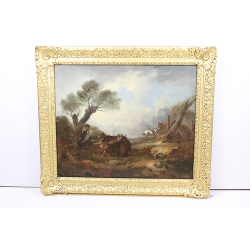 226 - Attributed to Thomas Barker of Bath (1769 - 1847), ' The cattle drover ', study of a young man and c... 