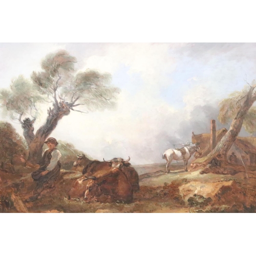 226 - Attributed to Thomas Barker of Bath (1769 - 1847), ' The cattle drover ', study of a young man and c... 