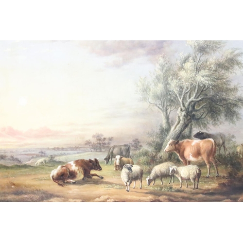 231 - Thomas Sidney Cooper (1803 - 1902), study of cattle and sheep against a landscape scene, oil on canv... 