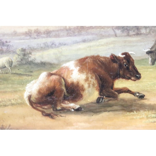 231 - Thomas Sidney Cooper (1803 - 1902), study of cattle and sheep against a landscape scene, oil on canv... 