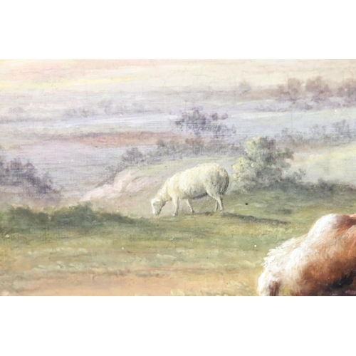 231 - Thomas Sidney Cooper (1803 - 1902), study of cattle and sheep against a landscape scene, oil on canv... 