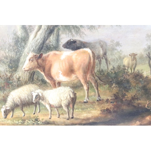 231 - Thomas Sidney Cooper (1803 - 1902), study of cattle and sheep against a landscape scene, oil on canv... 