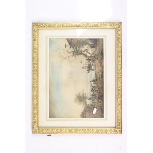 232 - Smuggling scene, hand coloured engraving, 30 x 60cm, framed and glazed and a quantity of pictures an... 