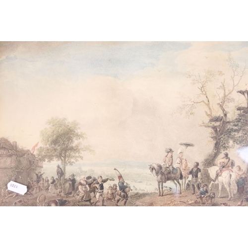 232 - Smuggling scene, hand coloured engraving, 30 x 60cm, framed and glazed and a quantity of pictures an... 