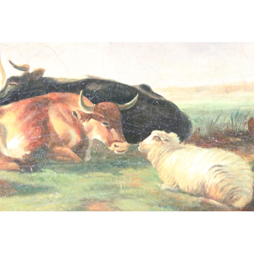 235 - William Eddowes Turner (1820 - 1885), study of cattle and sheep in a landscape, signed lower right, ... 