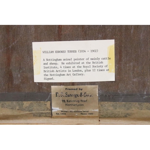 235 - William Eddowes Turner (1820 - 1885), study of cattle and sheep in a landscape, signed lower right, ... 