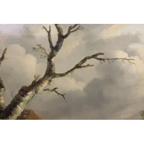 241 - Continental School, horses and rider resting, oil on canvas, 58.5 x 83cm, gilt framed