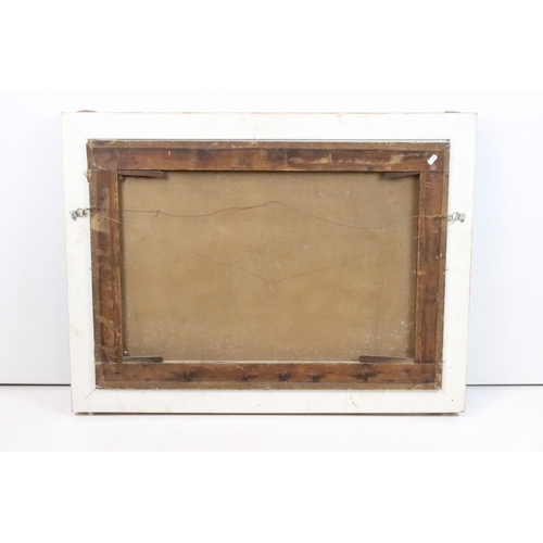 241 - Continental School, horses and rider resting, oil on canvas, 58.5 x 83cm, gilt framed