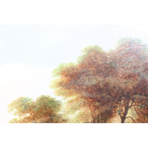 243 - Continental School, shepherd with his dog and flock, with bay and mountains in the background, oil o... 