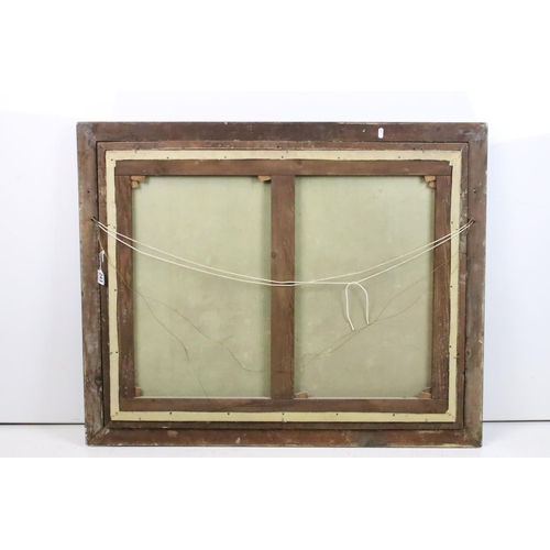 243 - Continental School, shepherd with his dog and flock, with bay and mountains in the background, oil o... 