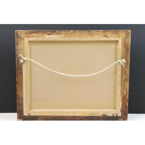 247 - Continental School, figures on a path in the foreground, with a riverside village in the background,... 