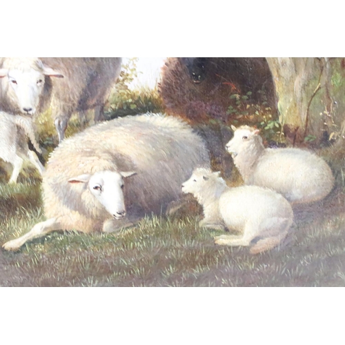 248 - Thomas Sidney Cooper (1803 - 1902), study of sheep by a shelter, oil on canvas, signed and dated 187... 