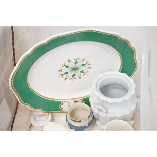 25 - Assorted 19th Century and later ceramics to include Victorian aesthetic movement dish and cover, pai... 